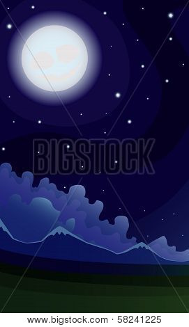 Night landscape of the mountains