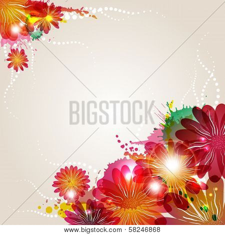 Abstract Background With Floral Elements