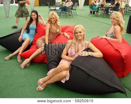 Pilar Lastra and Brande Roderick with Katie Lohmann and Heather Kozer at the Playboy Golf Tee-Off Party. Playboy Mansion, Los Angeles, CA. 03-29-07