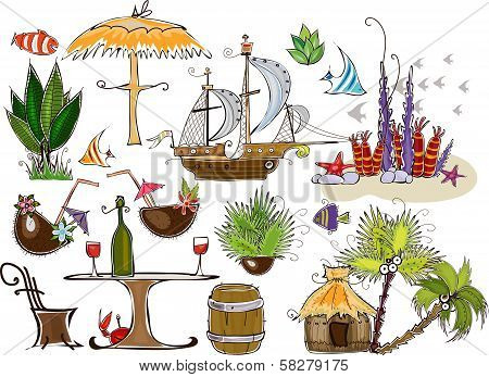 travel to the carabbien inons set, 