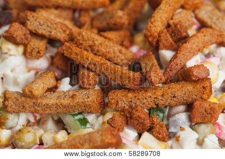 Appetizing Salad With A Toast. Nutrient Food