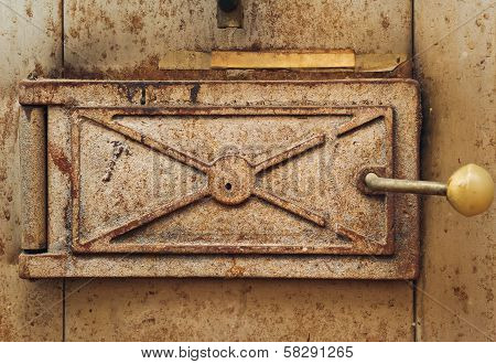 Close Door Of Iron Stove. Abstract Backgrounds