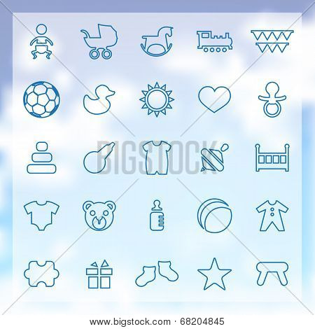 25 Baby, Kids Icons Set