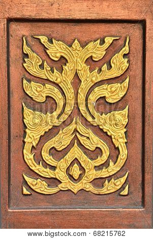 Gold Carve On Wood Wall