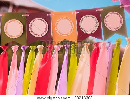 Colorful party swag banner with empty space for text