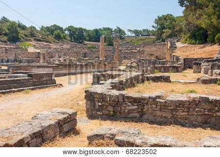 Ancient Greece Walls And Pillars In Ruins Archaeological Site Kamiros Island Of Rhodes Greece