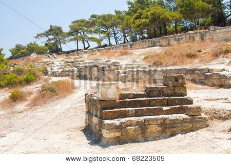Ancient Greece Walls And Pillars In Ruins Archaeological Site Kamiros Island Of Rhodes Greece