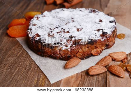 Delicious cake panforte on table close-up