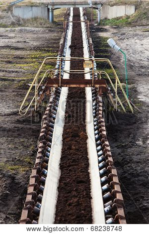 Opencast Brown Coal Mine. Belt Conveyor.