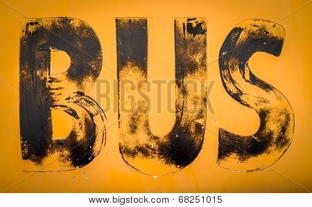 Aged Yellow Bus Sign