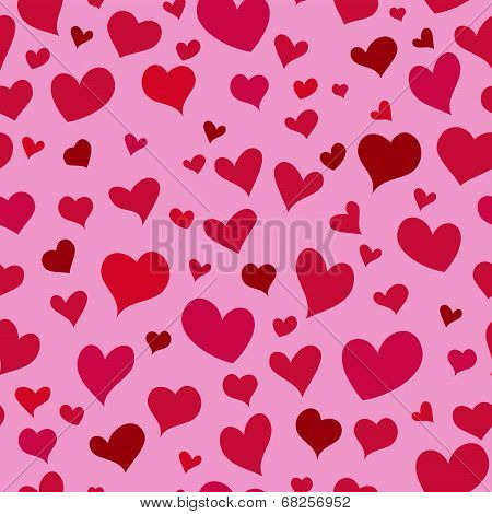 Love Red Heart Seamless Background Bright Pattern