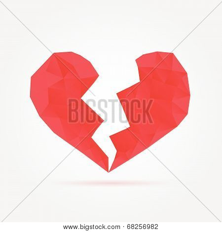 Red Broken Polygonal Heart