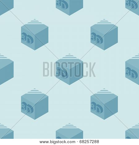 3D Printer Vector Seamless Pattern Made With 3D Cubes