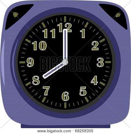 Modern violet alarm clock with two buttons
