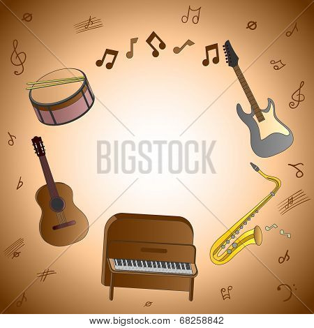 Card with musical instruments