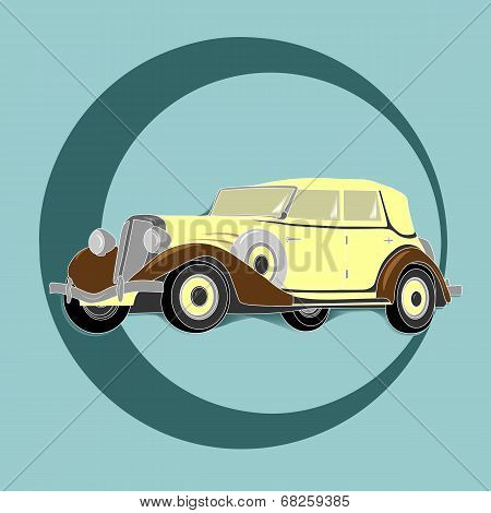 Card with the image of a retro of the car