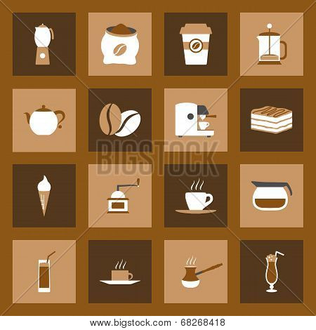 Coffe Flat Icons Set