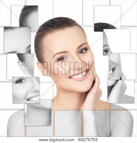Portrait of young, healthy and beautiful woman (plastic surgery, medicine, spa, cosmetics and visage concept)
