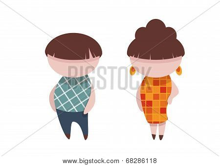 Vector illustration of man and woman in flash style