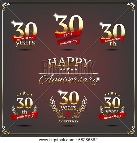 Thirty years anniversary signs collection