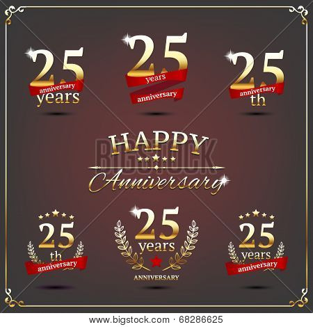 Twenty five years anniversary signs collection