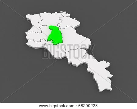 Map of Kotayk. Armenia. 3d