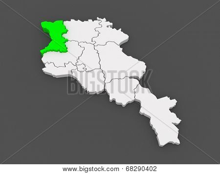 Map of Chirac. Armenia. 3d