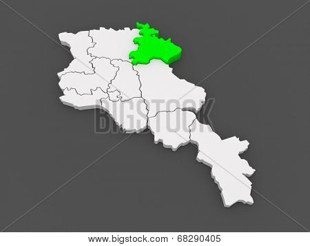 Map of Tavush. Armenia. 3d
