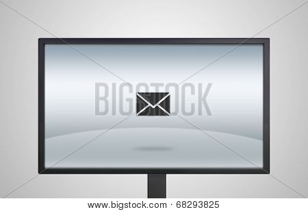 Desktop Monitor Display With Email Letter Icon