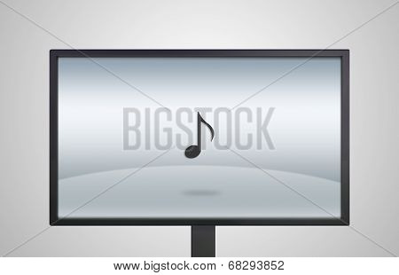 Desktop Monitor Display With Music Icon