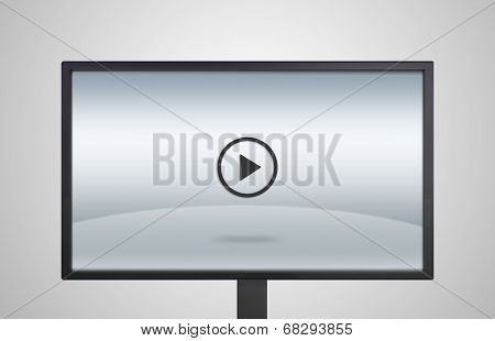 Desktop Monitor Display With Play Icon