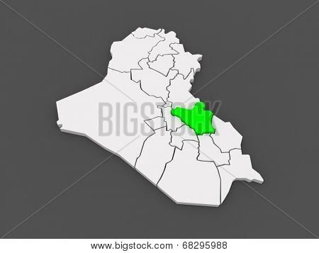Map of Wasit. Iraq. 3d