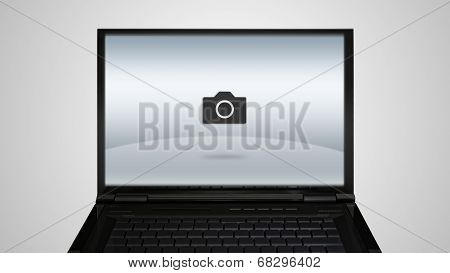 Laptop Monitor Display With Photo Icon