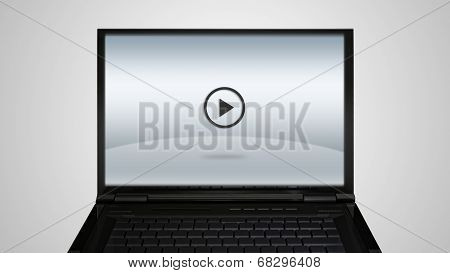 Laptop Monitor Display With Play Icon