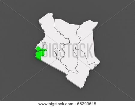 Map of Nyanza. Kenya. 3d