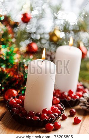 Christmas decorations with a candles