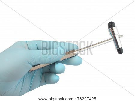 Gloved Hand Holding A Neurological Hammer