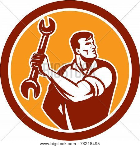 Mechanic Clinching Spanner Wrench Circle Retro