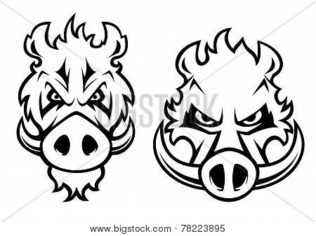 Angry wild boar heads character