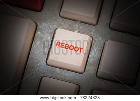 White Button On A Dirty Old Panel
