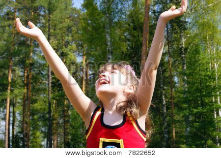 The girl looking upwards