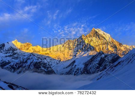 Starry Sky Over Machhepuchare And Annapurna Base Camp - Nepal, Himalayas