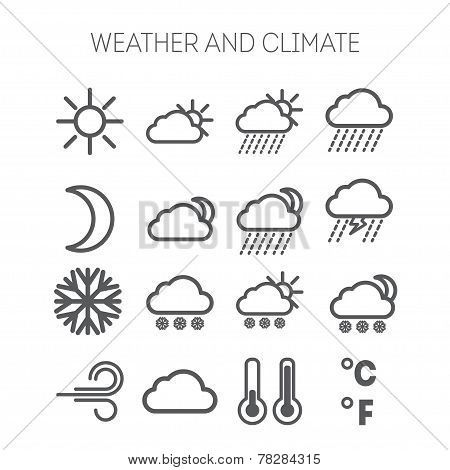 Set of simple weather and climate icons