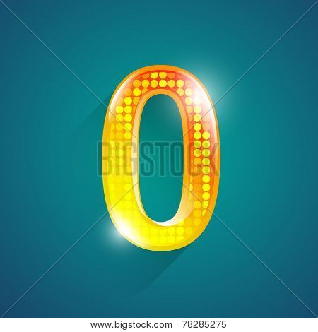 Alphabet Numbers 0.crystal Style.vector Illustration.