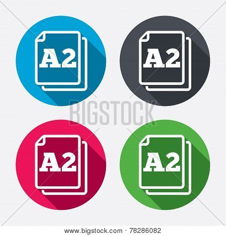 Paper size A2 standard icon. Document symbol.