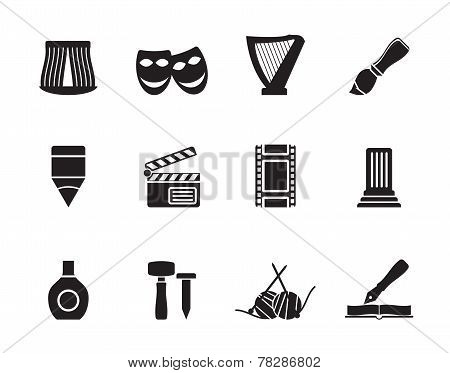 Silhouette Different kind of art icons