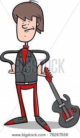 Rock Man With Guitar Cartoon