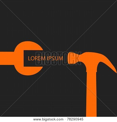 Orange Spanner With Hammer On Black
