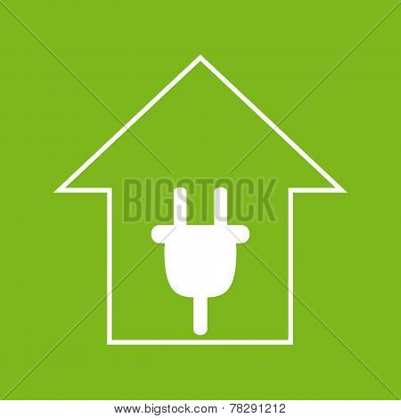 White House With Plug On Green