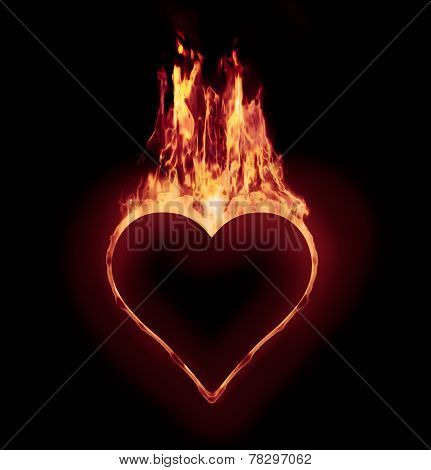 Silhouette Heart On Fire